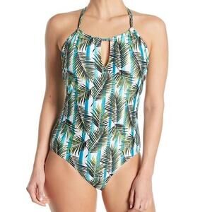 BOGO Nicole Miller Tropical Stripe One Piece Swimsuit